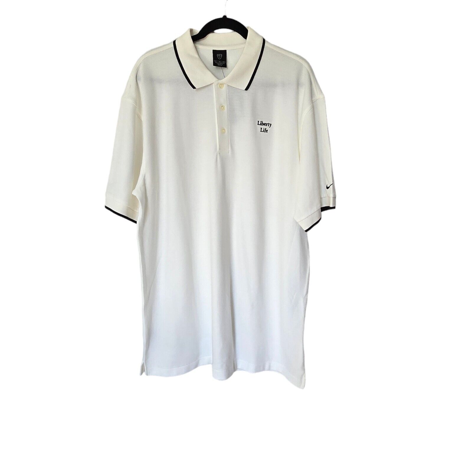Nike Drifit White Mens Golf Polo Shirt Liberty Life Size Xl